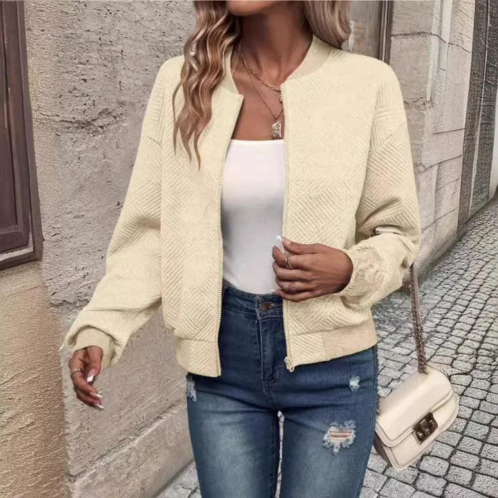 Lunaria Women Jacket Beige / S Alani Textured Zip Free Bomber Jacket