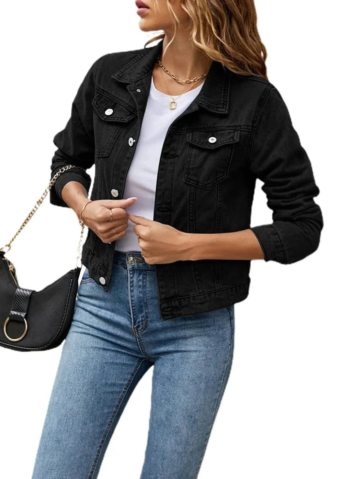 Lunaria Women Jacket Black / M Alicia Classic Cotton Button Down Denim Jacket