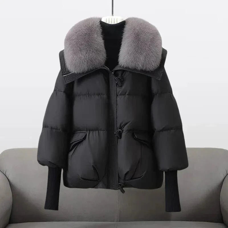 Lunaria Women Jacket Black / M Wellesley Fur Collar Modern Winter Jacket