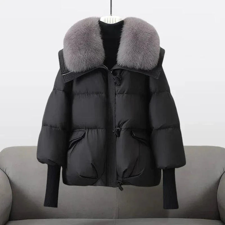 Lunaria Women Jacket Black / M Wellesley Fur Collar Modern Winter Jacket