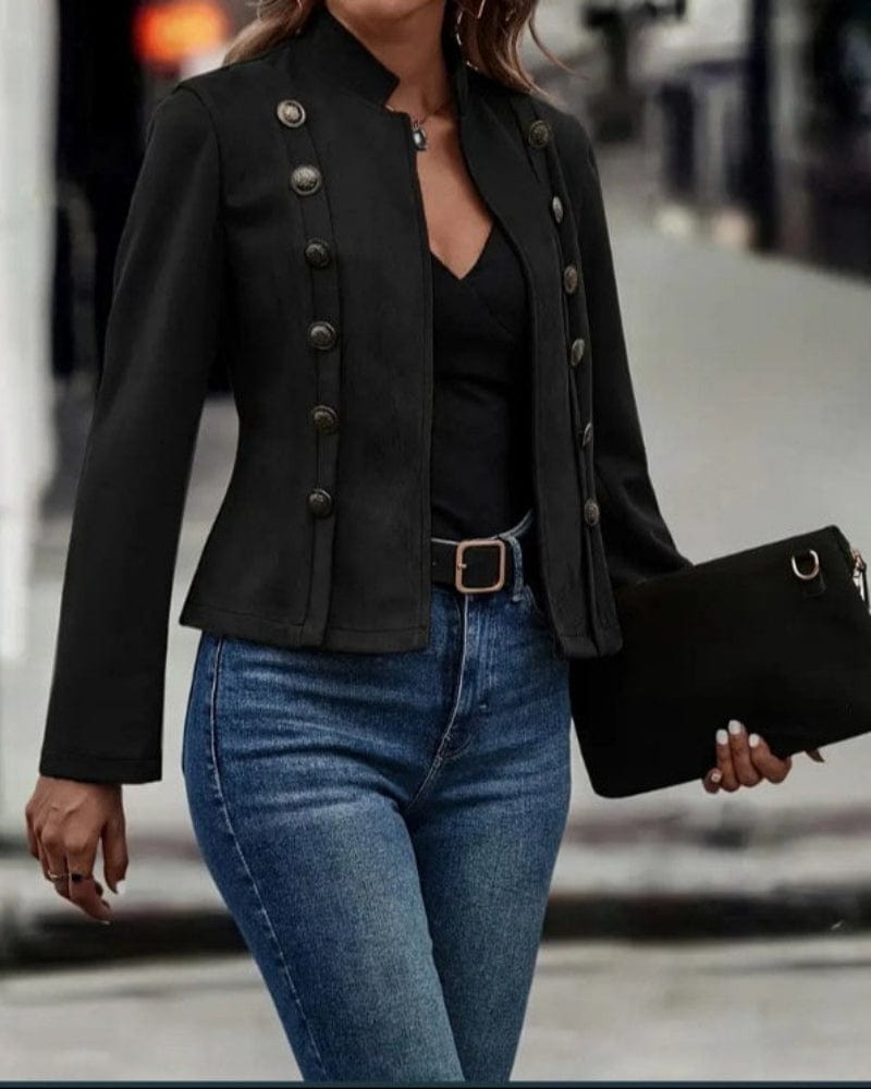 Lunaria Women Jacket Black / S (8) Angelica Elegant Military Inspired Jacket