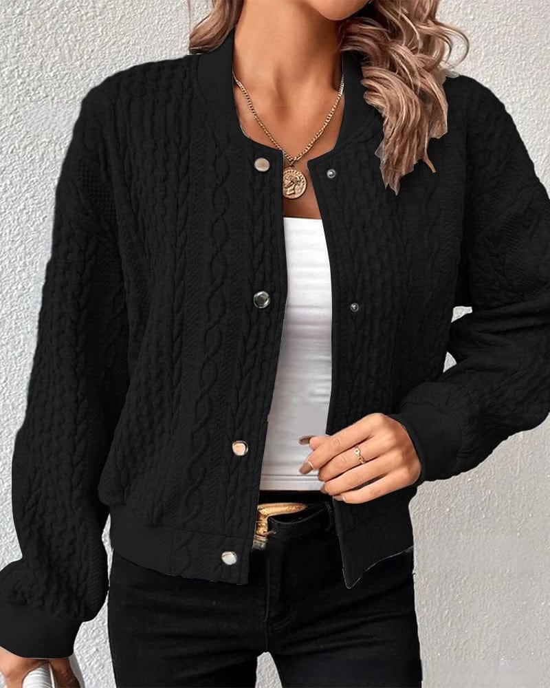 Lunaria Women Jacket Black / S Kehlani Cable Knit Bomber Jacket For Women