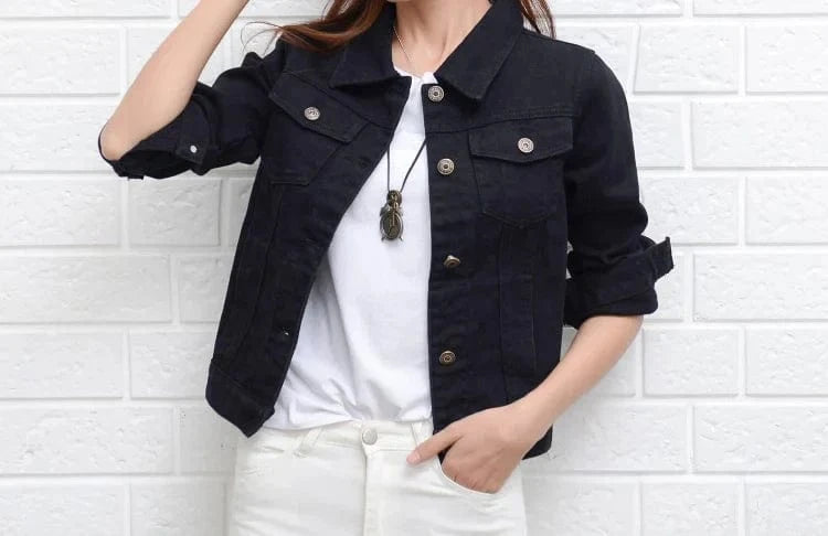 Lunaria Women Jacket Black / XL Jennifer Short Denim Jacket For Women