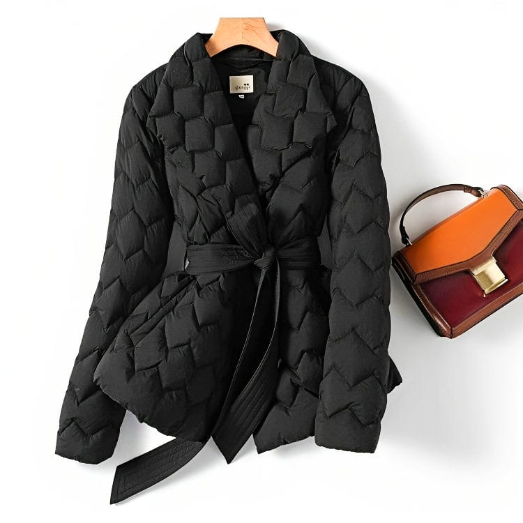 Lunaria Women Jacket Black / XS Megan Quilted Belted Puffer Jacket