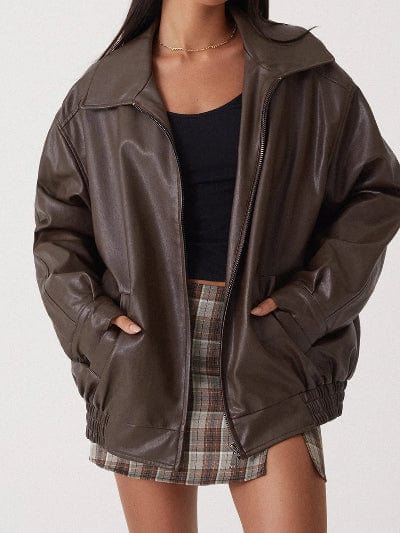 Lunaria Women Jacket Blakely Oversized Zip Bomber Jacket for Women