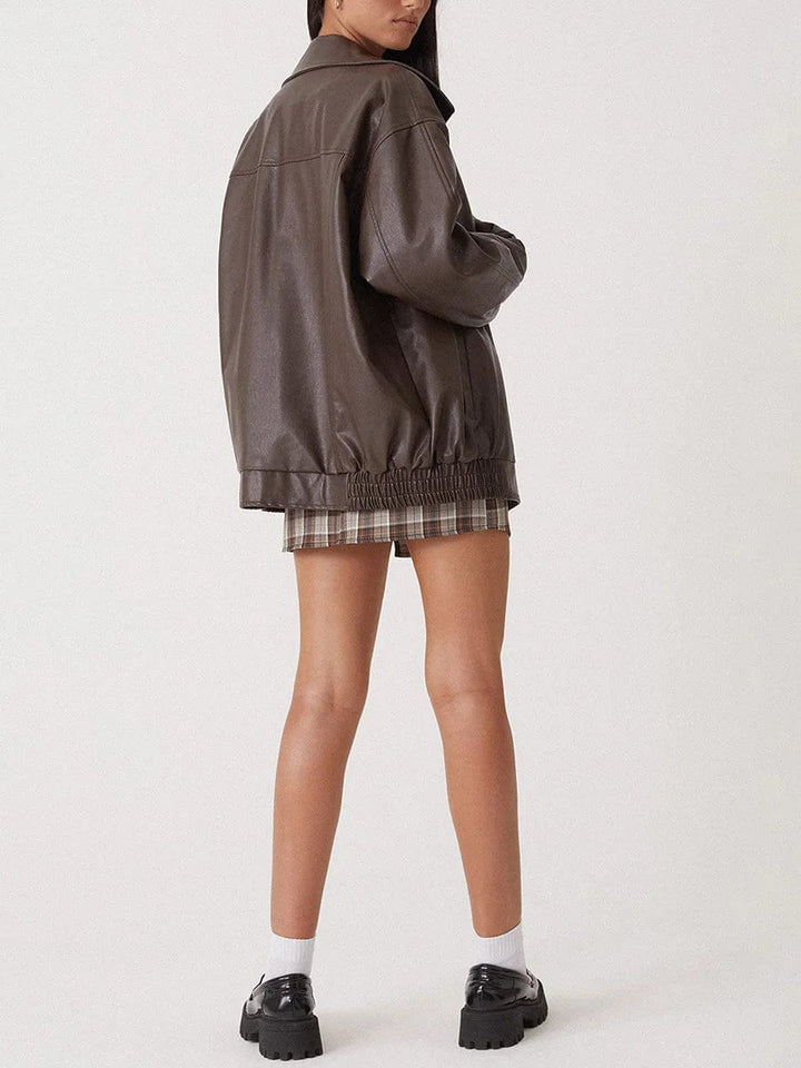 Lunaria Women Jacket Blakely Oversized Zip Bomber Jacket for Women