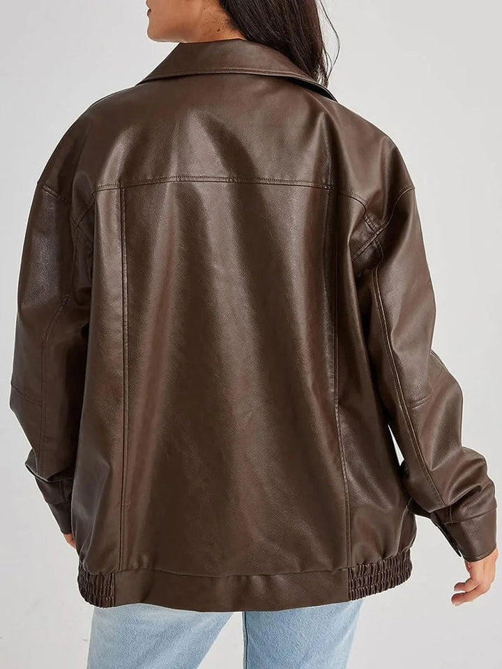 Lunaria Women Jacket Blakely Oversized Zip Bomber Jacket for Women