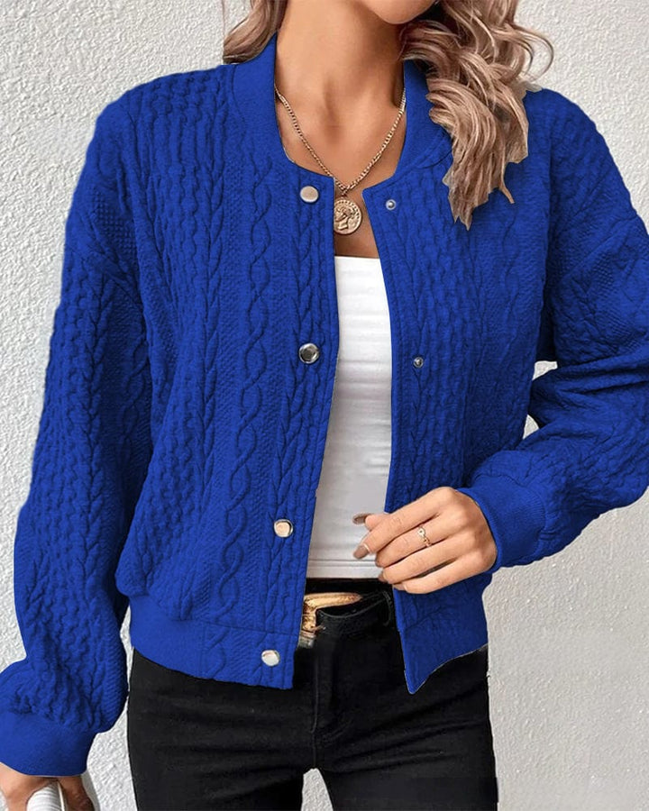 Lunaria Women Jacket Blue / S Kehlani Cable Knit Bomber Jacket For Women