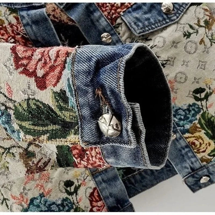 Lunaria Women Jacket Brittany Floral Jacquard Denim Jacket
