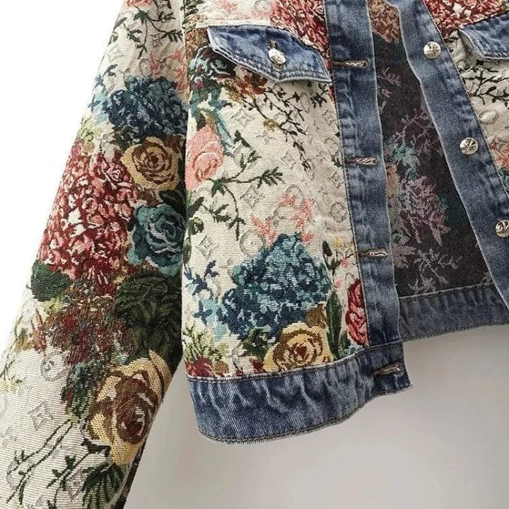 Lunaria Women Jacket Brittany Floral Jacquard Denim Jacket