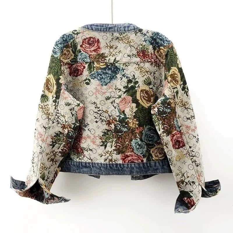 Lunaria Women Jacket Brittany Floral Jacquard Denim Jacket