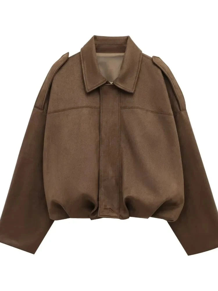 Lunaria Women Jacket brown 2 / S June Suede Bomber Jacket For Women