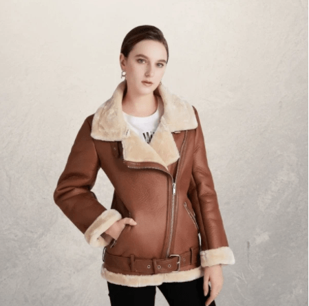 Lunaria Women Jacket Brown / L Bridget Faux Leather Motorcycle Jacket
