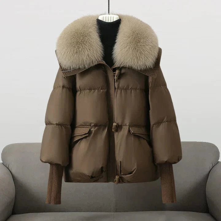 Lunaria Women Jacket Brown / M Wellesley Fur Collar Modern Winter Jacket