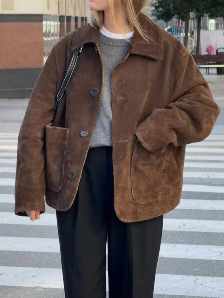 Lunaria Women Jacket brown / S June Suede Bomber Jacket For Women