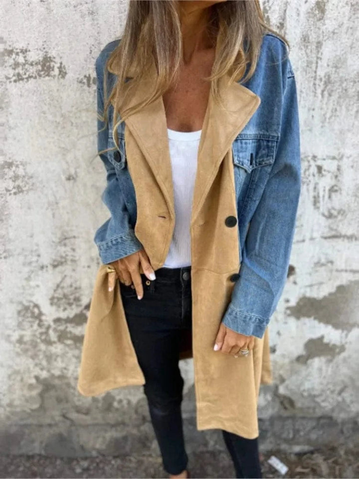 Lunaria Women Jacket Dana Women Mid Length Patchwork Denim Jacket Style