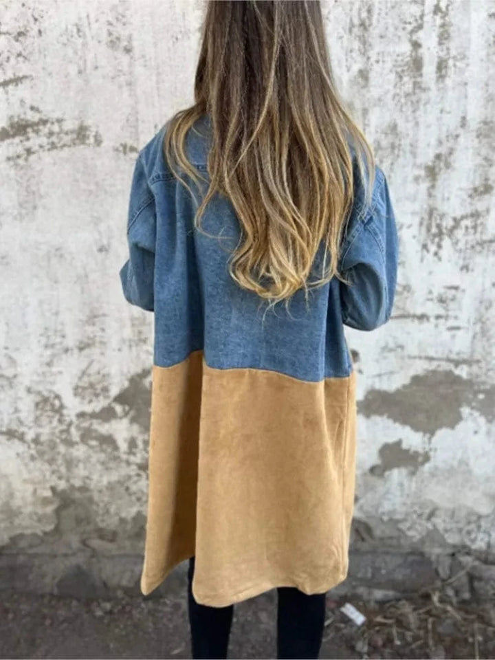 Lunaria Women Jacket Dana Women Mid Length Patchwork Denim Jacket Style