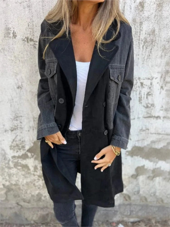 Lunaria Women Jacket Dana Women Mid Length Patchwork Denim Jacket Style