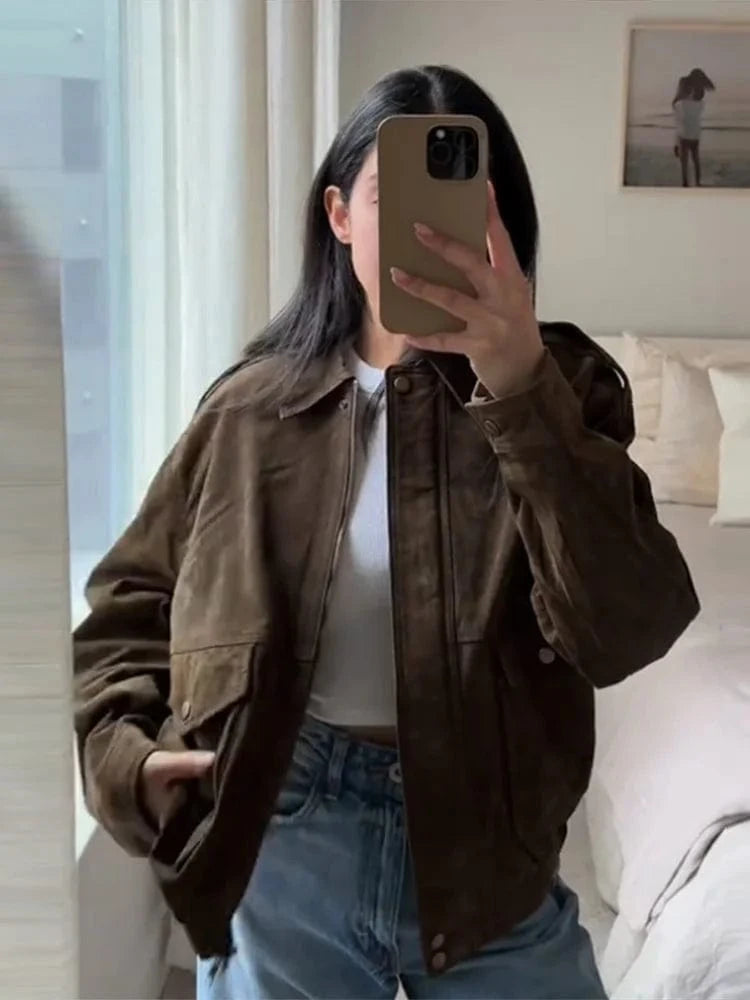 Lunaria Women Jacket Jessica Suede Zipper Jacket