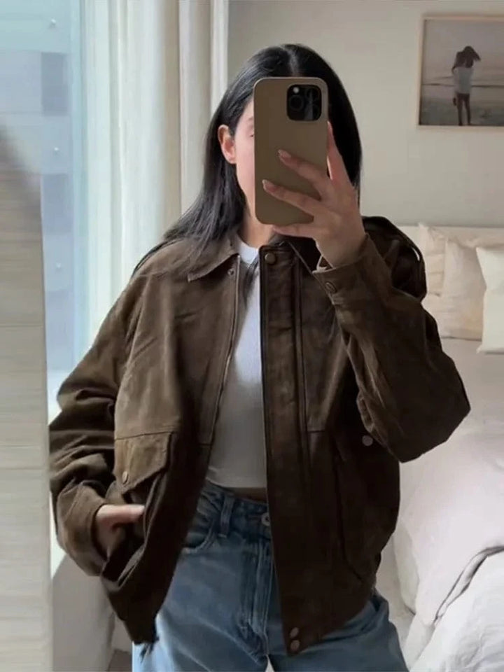 Lunaria Women Jacket Jessica Suede Zipper Jacket