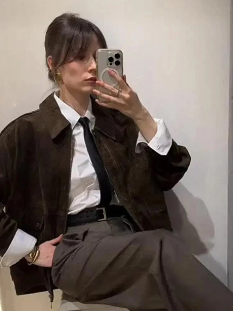 Lunaria Women Jacket Jessica Suede Zipper Jacket