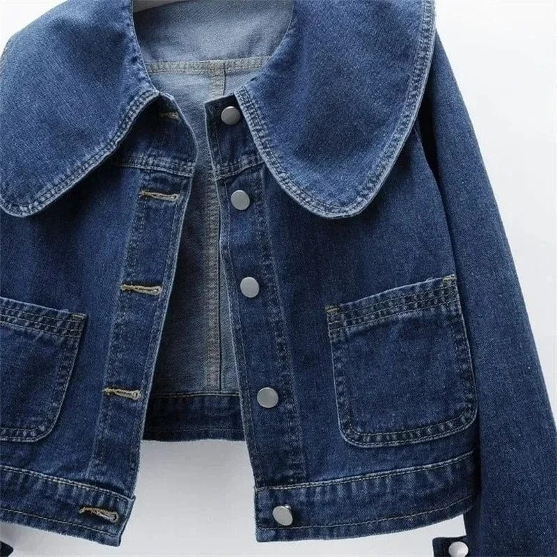 Lunaria Women Jacket Joanna Vintage Wide Collar Denim Jacket