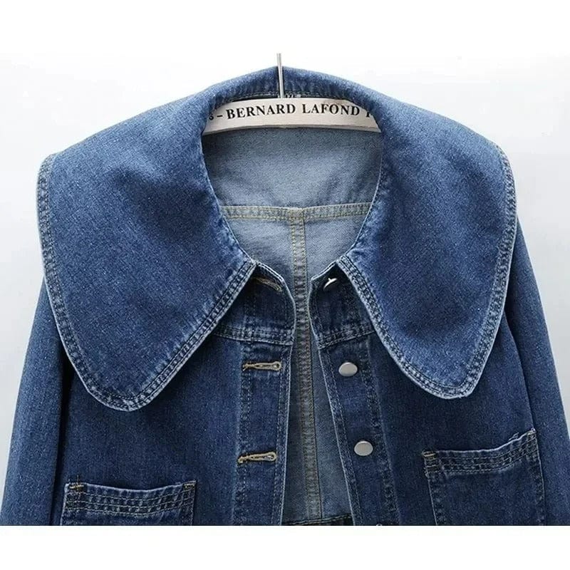 Lunaria Women Jacket Joanna Vintage Wide Collar Denim Jacket