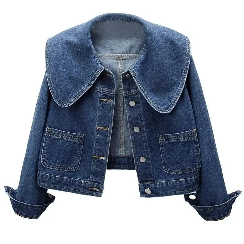 Lunaria Women Jacket Joanna Vintage Wide Collar Denim Jacket
