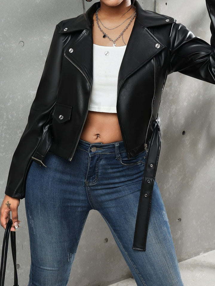 Lunaria Women Jacket Jocelyn Belted Moto Jacket