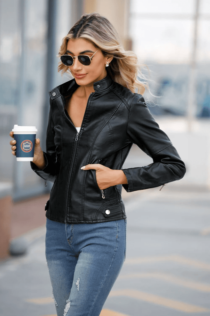 Lunaria Women Jacket Johanna Slim Fit Moto Jacket