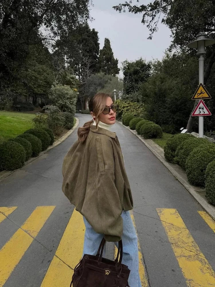 Lunaria Women Jacket June Suede Bomber Jacket For Women