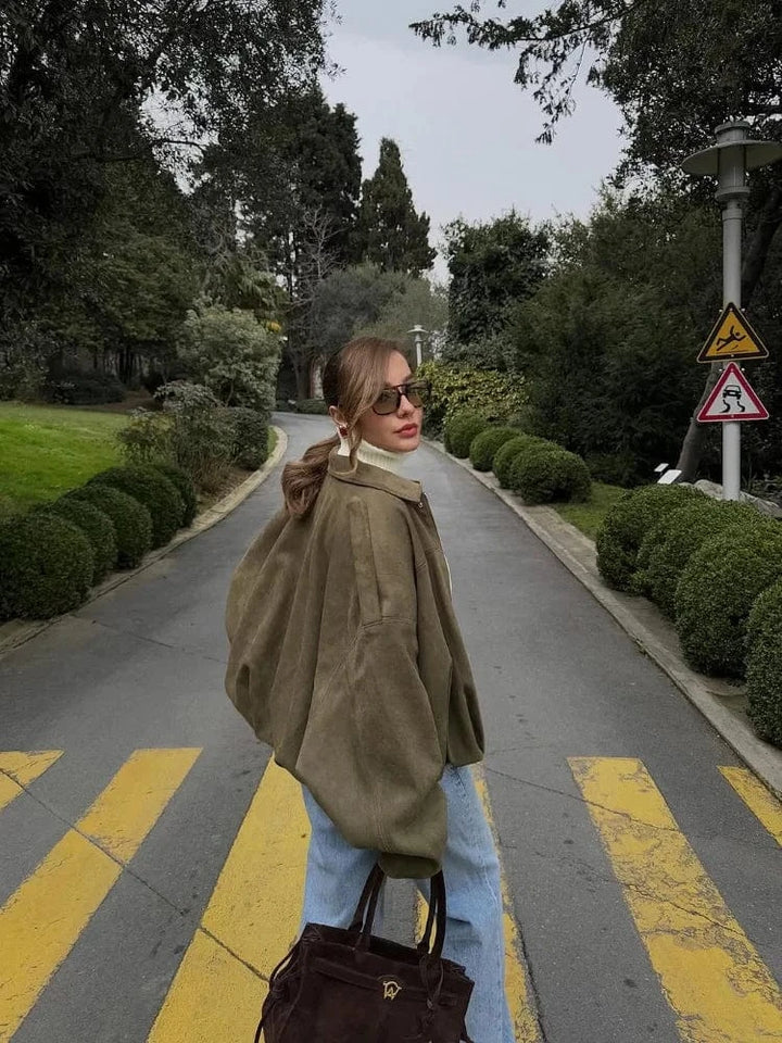 Lunaria Women Jacket June Suede Bomber Jacket For Women