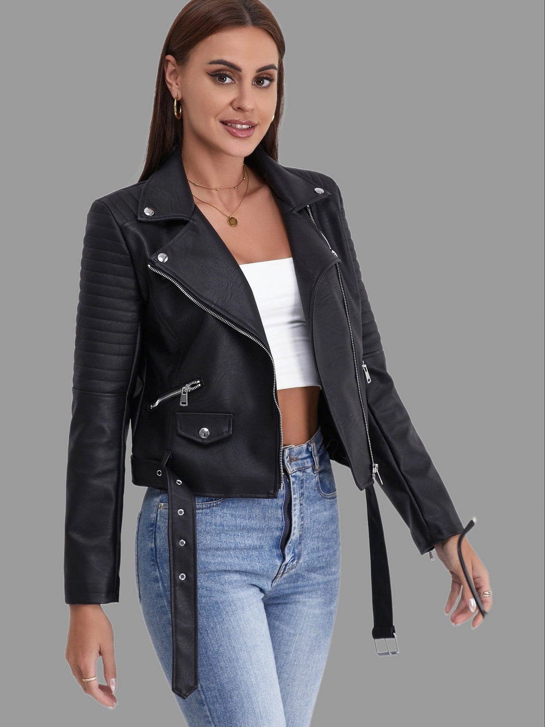 Lunaria Women Jacket Karen Biker Leather Jacket