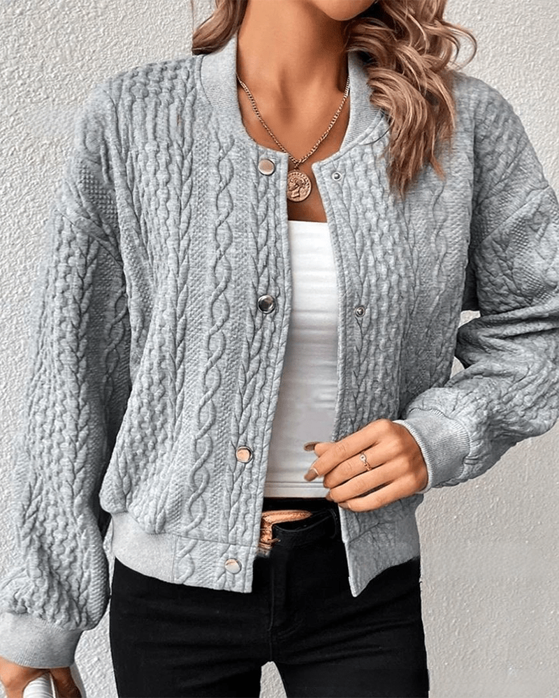 Lunaria Women Jacket Kehlani Cable Knit Bomber Jacket For Women