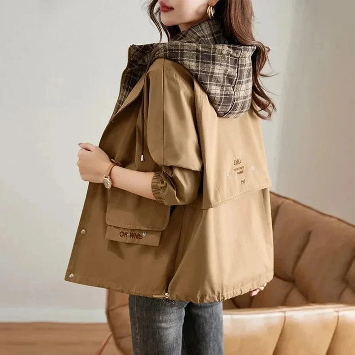 Lunaria Women Jacket Khaki / M Miranda Women Oversized Plaid Hooded Jacket