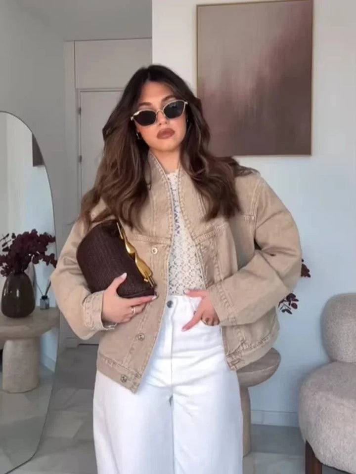 Lunaria Women Jacket Khaki / S Angela Women Denim Bomber Jacket