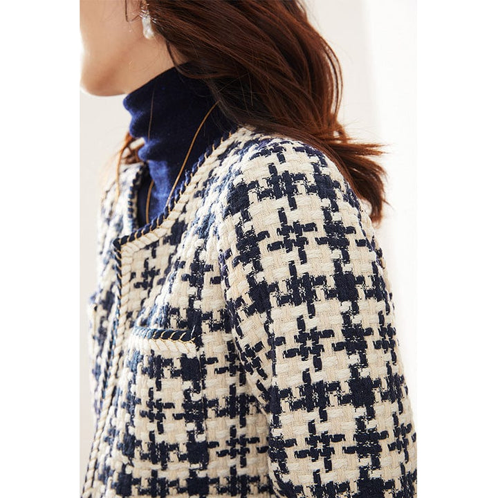 Lunaria Women Jacket Kiki Tweed Houndstooth Style Jacket