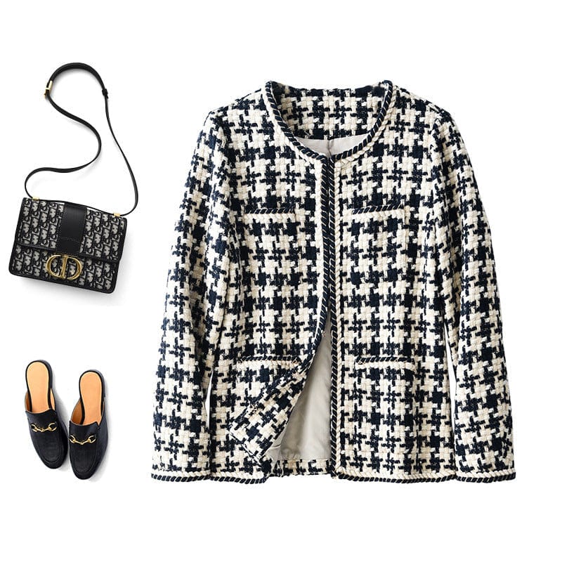 Lunaria Women Jacket Kiki Tweed Houndstooth Style Jacket