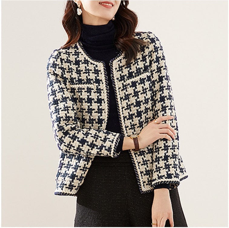 Lunaria Women Jacket Kiki Tweed Houndstooth Style Jacket