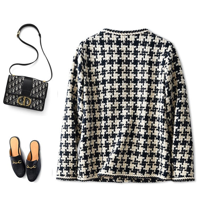 Lunaria Women Jacket Kiki Tweed Houndstooth Style Jacket