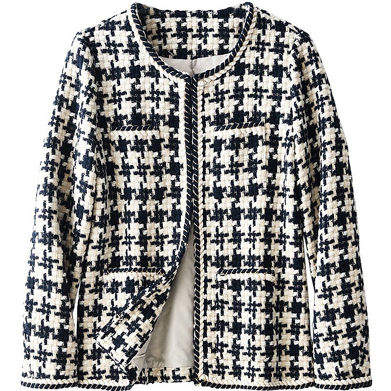 Lunaria Women Jacket Kiki Tweed Houndstooth Style Jacket