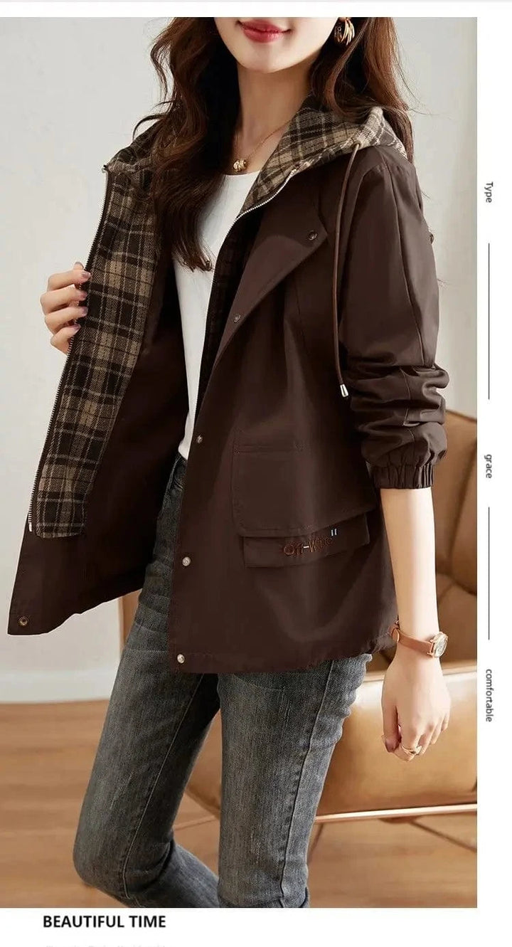 Lunaria Women Jacket Miranda Women Oversized Plaid Hooded Jacket