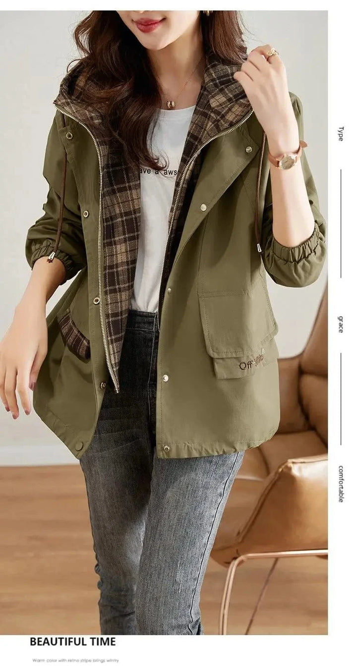 Lunaria Women Jacket Miranda Women Oversized Plaid Hooded Jacket