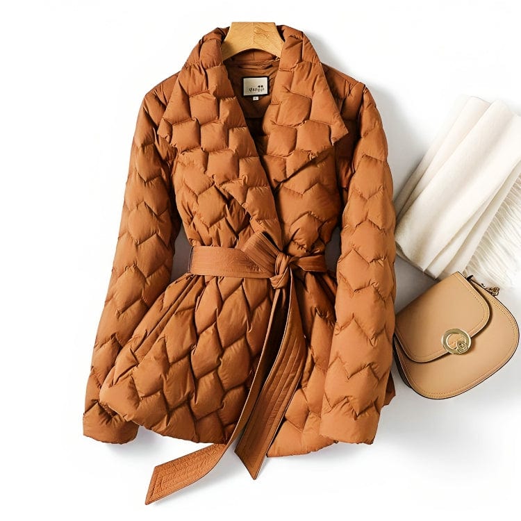 Lunaria Women Jacket Orange / XS Megan Quilted Belted Puffer Jacket