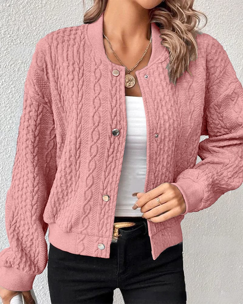 Lunaria Women Jacket Pink / S Kehlani Cable Knit Bomber Jacket For Women