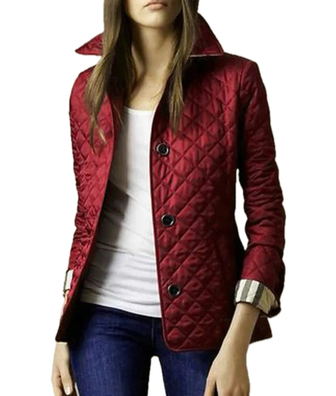 Lunaria Women Jacket Red / M Cynthia Quilted Button Jacket