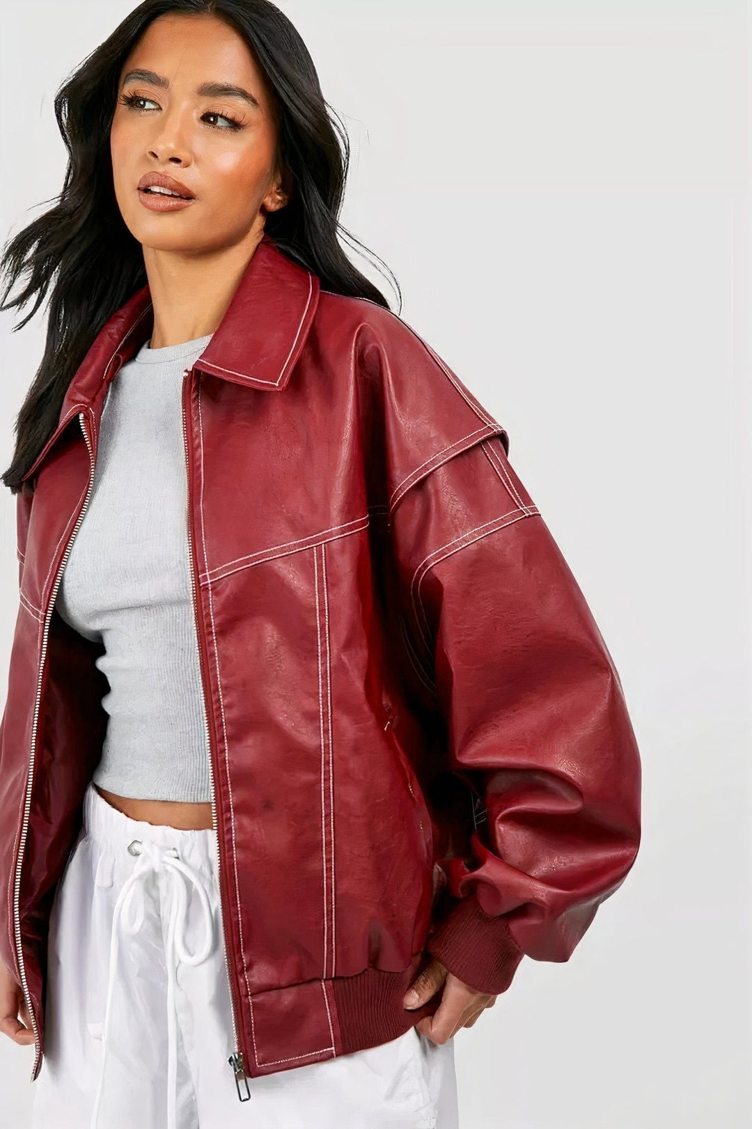 Lunaria Women Jacket Red / S Magnolia Casual Leather Jacket