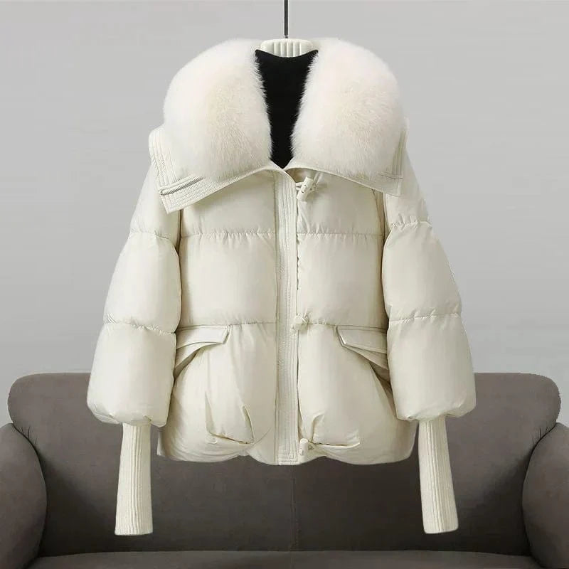 Lunaria Women Jacket White / M Wellesley Fur Collar Modern Winter Jacket
