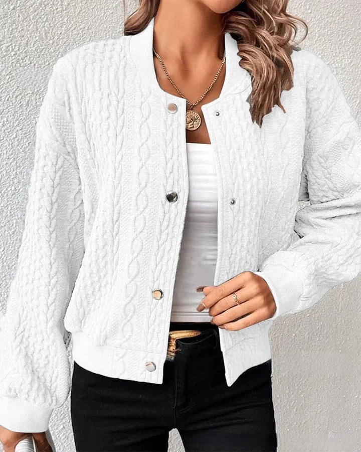 Lunaria Women Jacket White / S Kehlani Cable Knit Bomber Jacket For Women