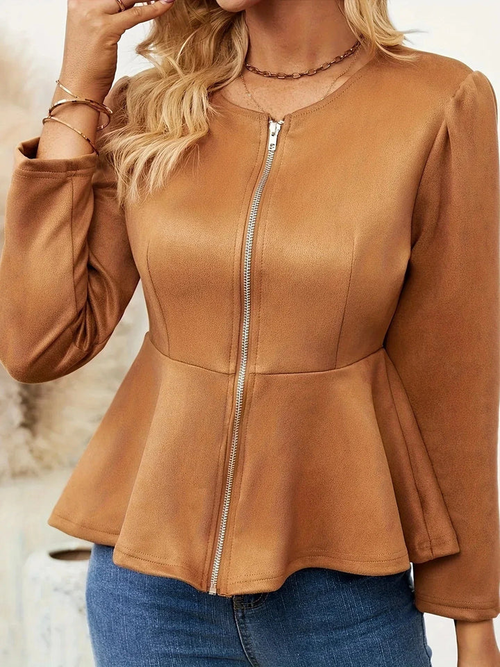 Lunaria Women Jacket Windsor Tailored Fitted Zip Peplum Jacket For Office